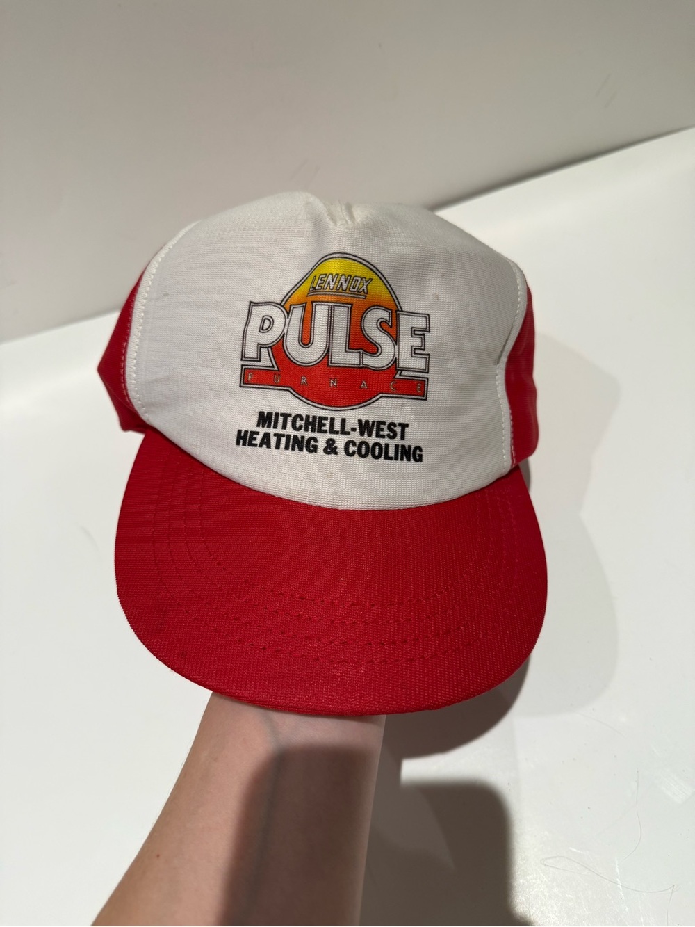 Vintage Lennox Pulse Furnace Mesh Trucker Hat Red White Snapback